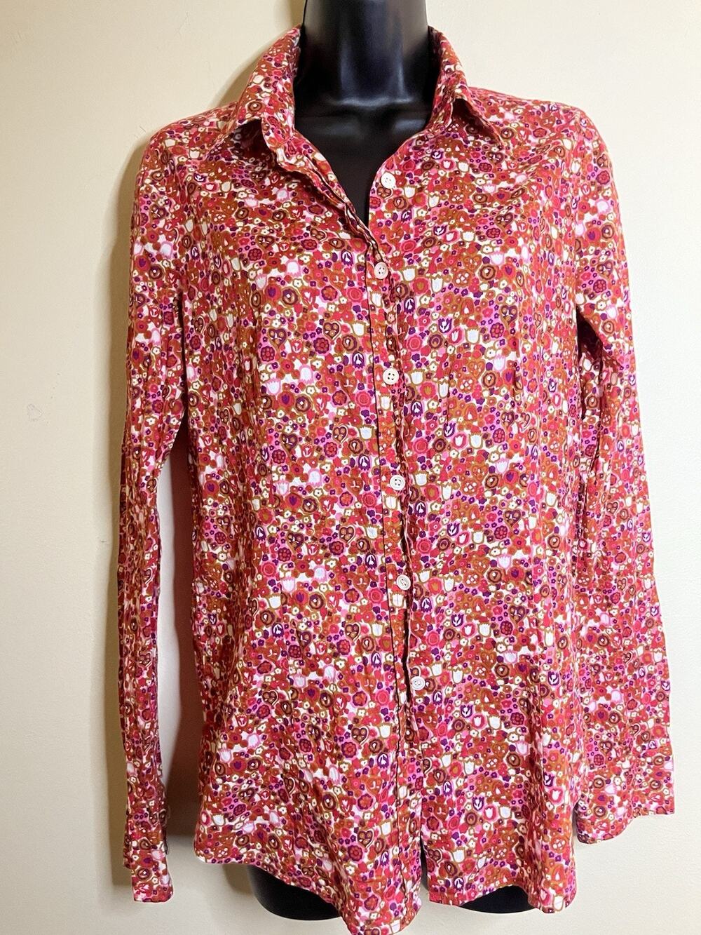J Crew Blouse Women Size 6T  Floral Print Vibrant Color